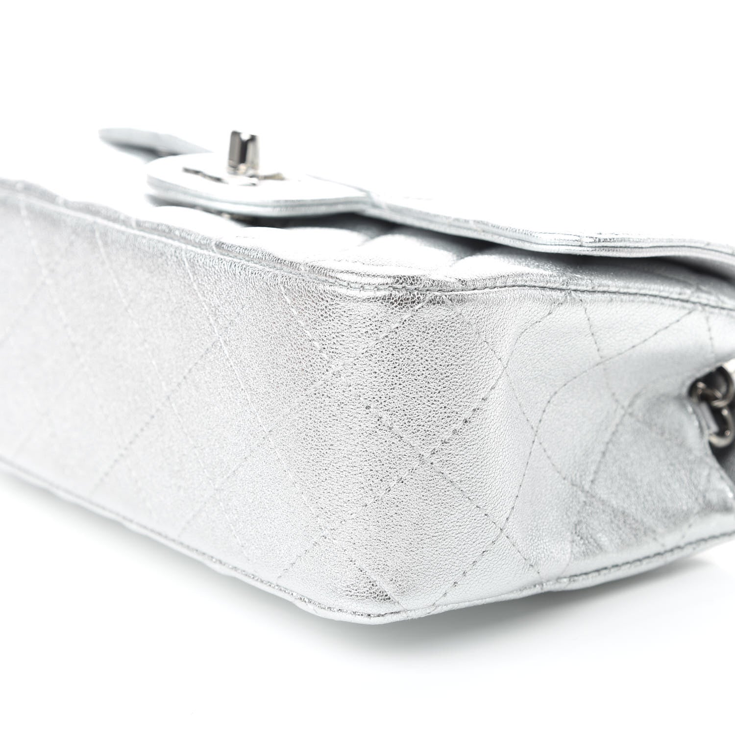 Chanel Metallic Lambskin Quilted Mini Rectangular Flap Silver 6 of 10