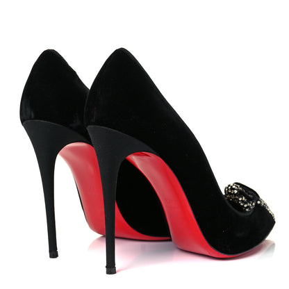 Christian Louboutin Velvet Madame Menule Bow 100 Pumps 41.5 Black 4 of 9