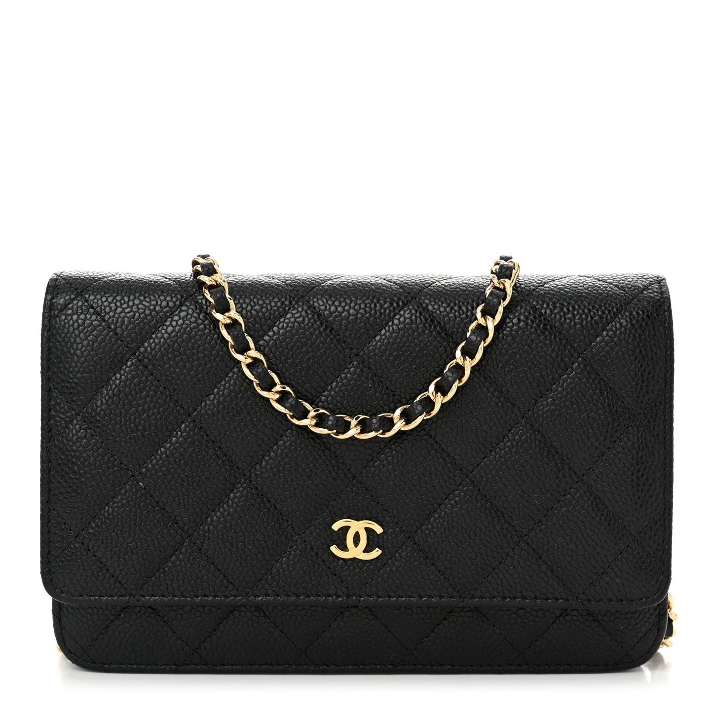 Caviar Quilted Wallet on Chain WOC Black