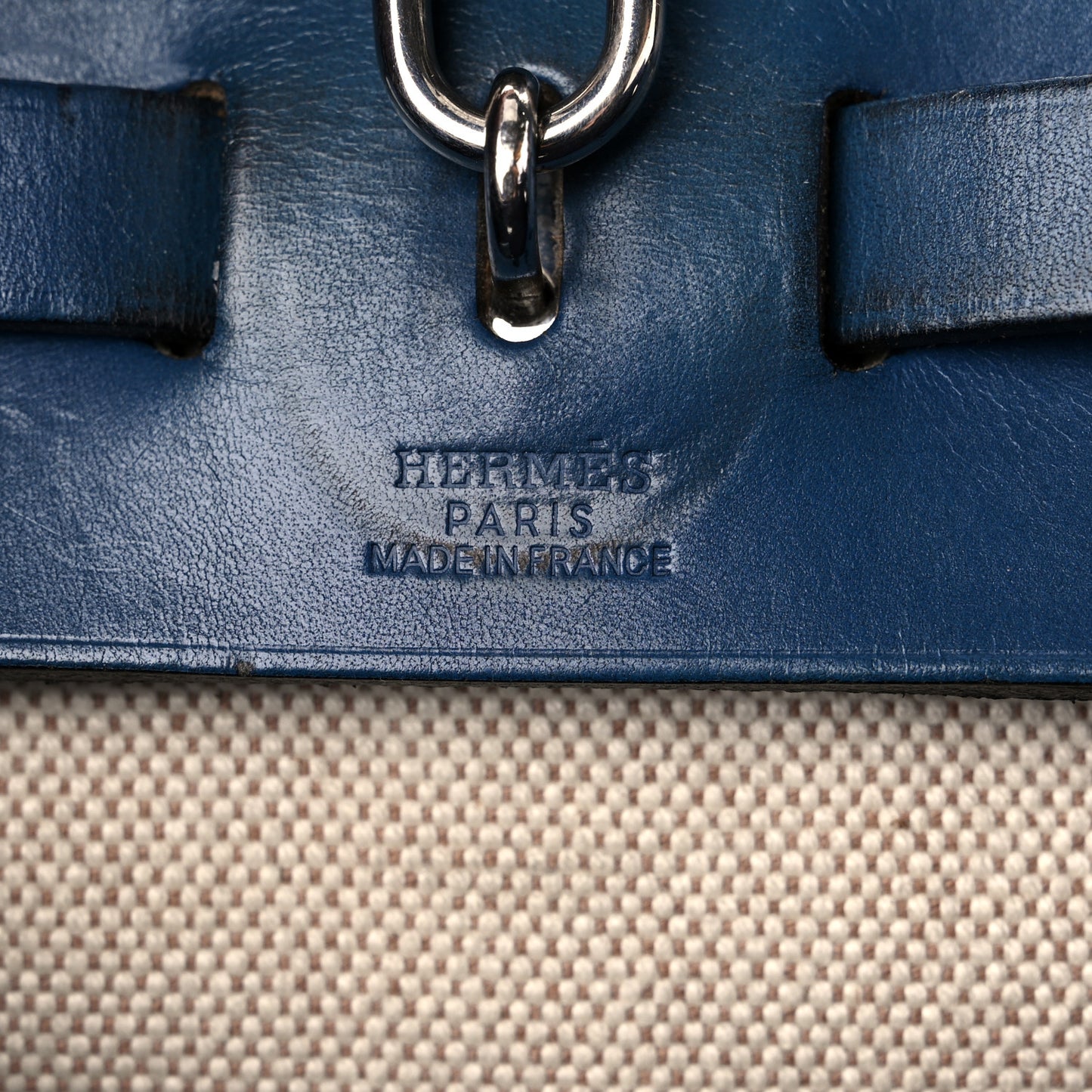 Toile Vache Calfskin Herbag PM 30 Navy Bleu Natural