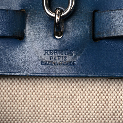Hermes Toile Vache Calfskin Herbag PM 30 Navy Bleu Natural 7 of 26