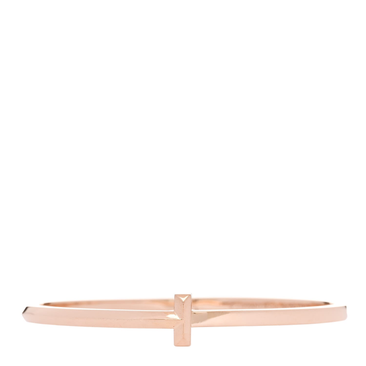 Tiffany 18K Rose Gold Narrow T T1 Hinged Bangle Bracelet 1 of 4