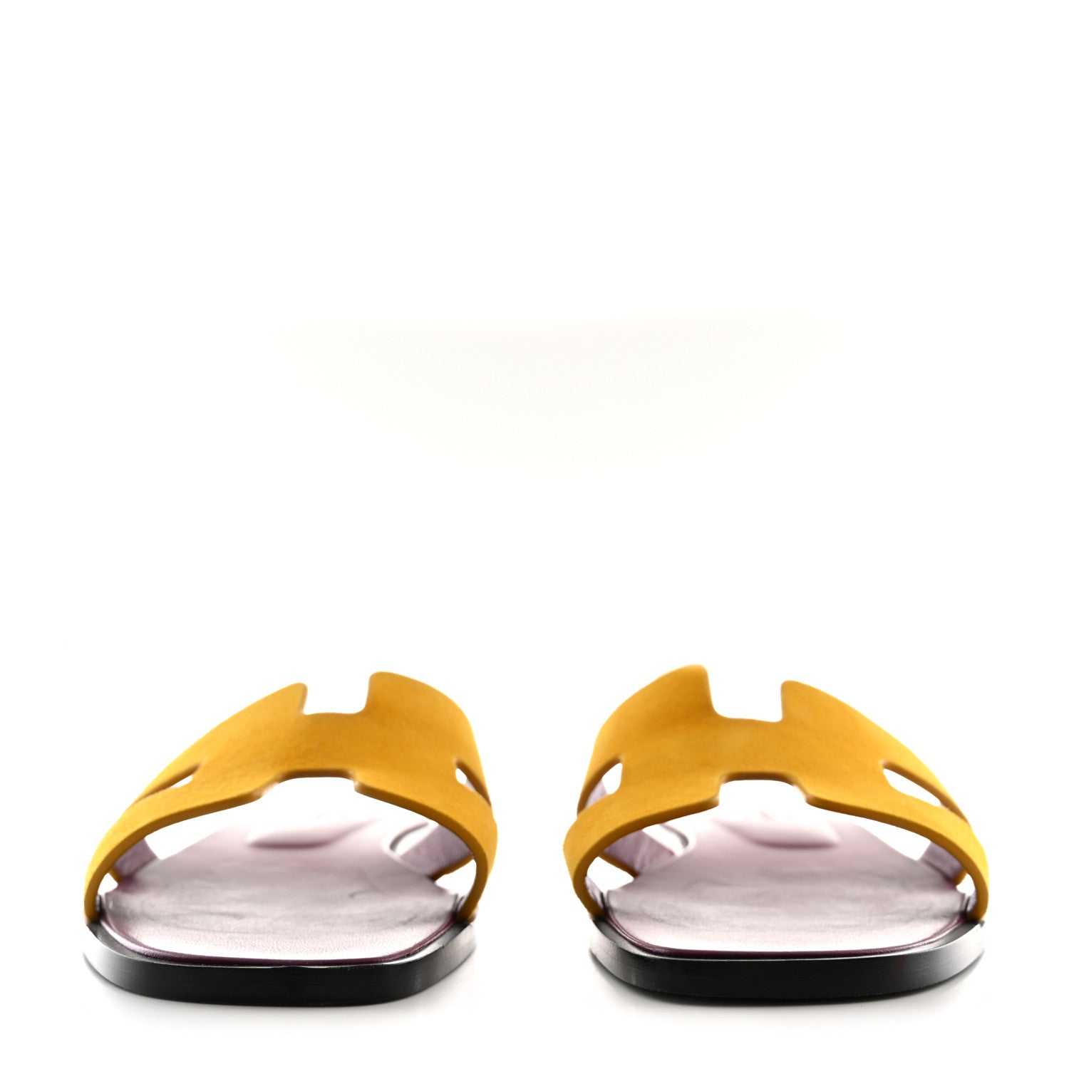 Hermes Suede Goatskin Oran Sandals 36.5 Jaune Topaze 2 of 8
