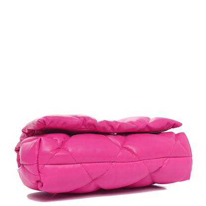 Balenciaga Nappa Calfskin Quilted Touch B Puffy Clutch Fuchsia 4 of 10