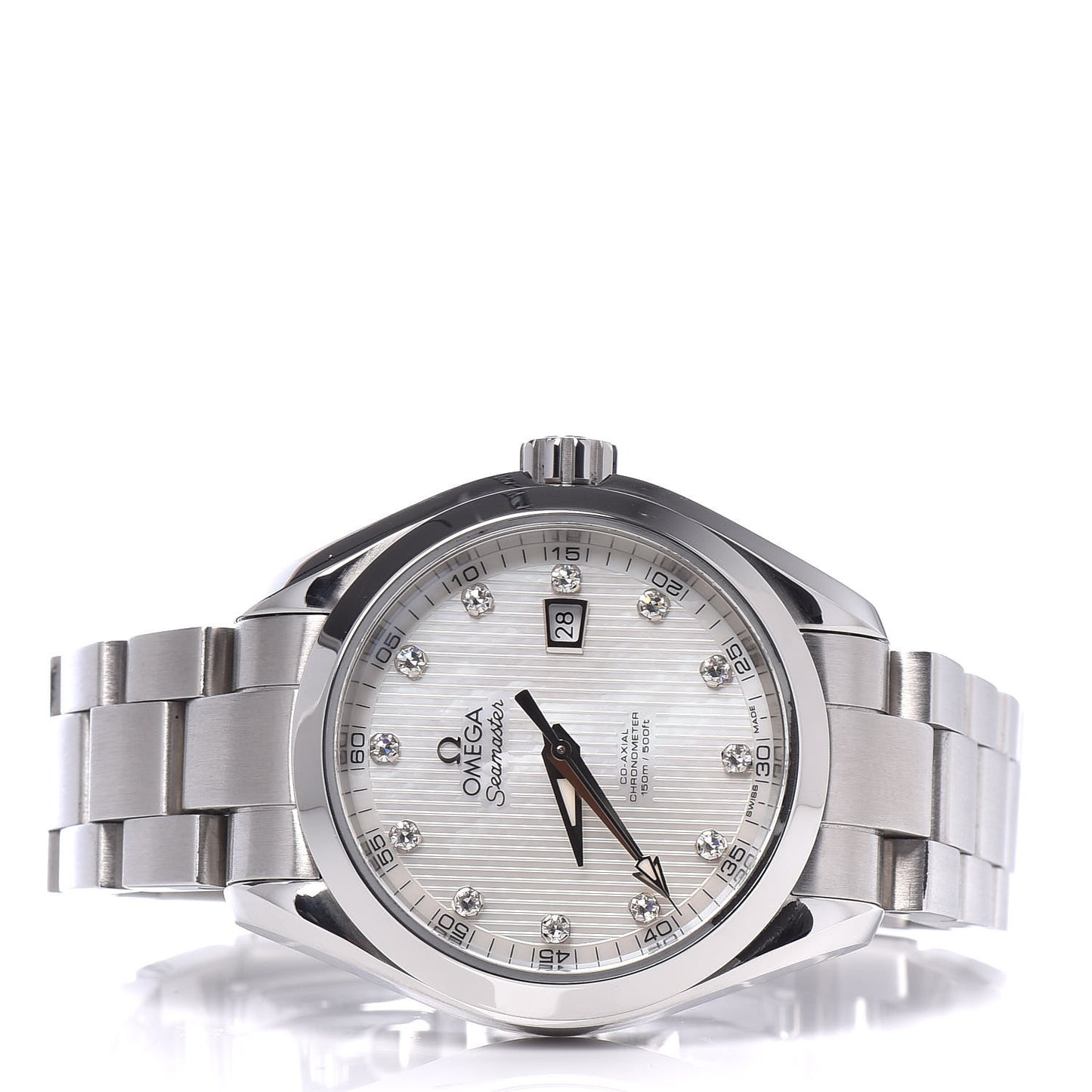 Stainless Steel Diamond Mother of Pearl 34mm Seamaster Aqua Terra Co-Axial Chronometer Automatic Watch 231.10.34.20.55.001