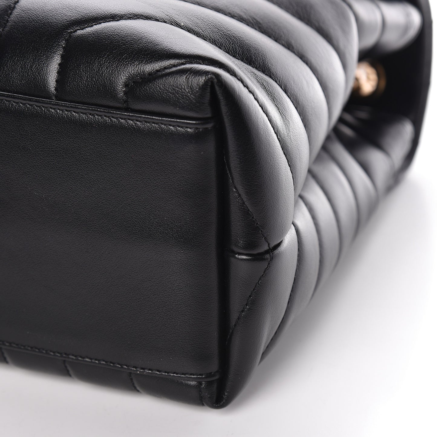 Calfskin Y Quilted Monogram Medium Loulou Chain Satchel Black