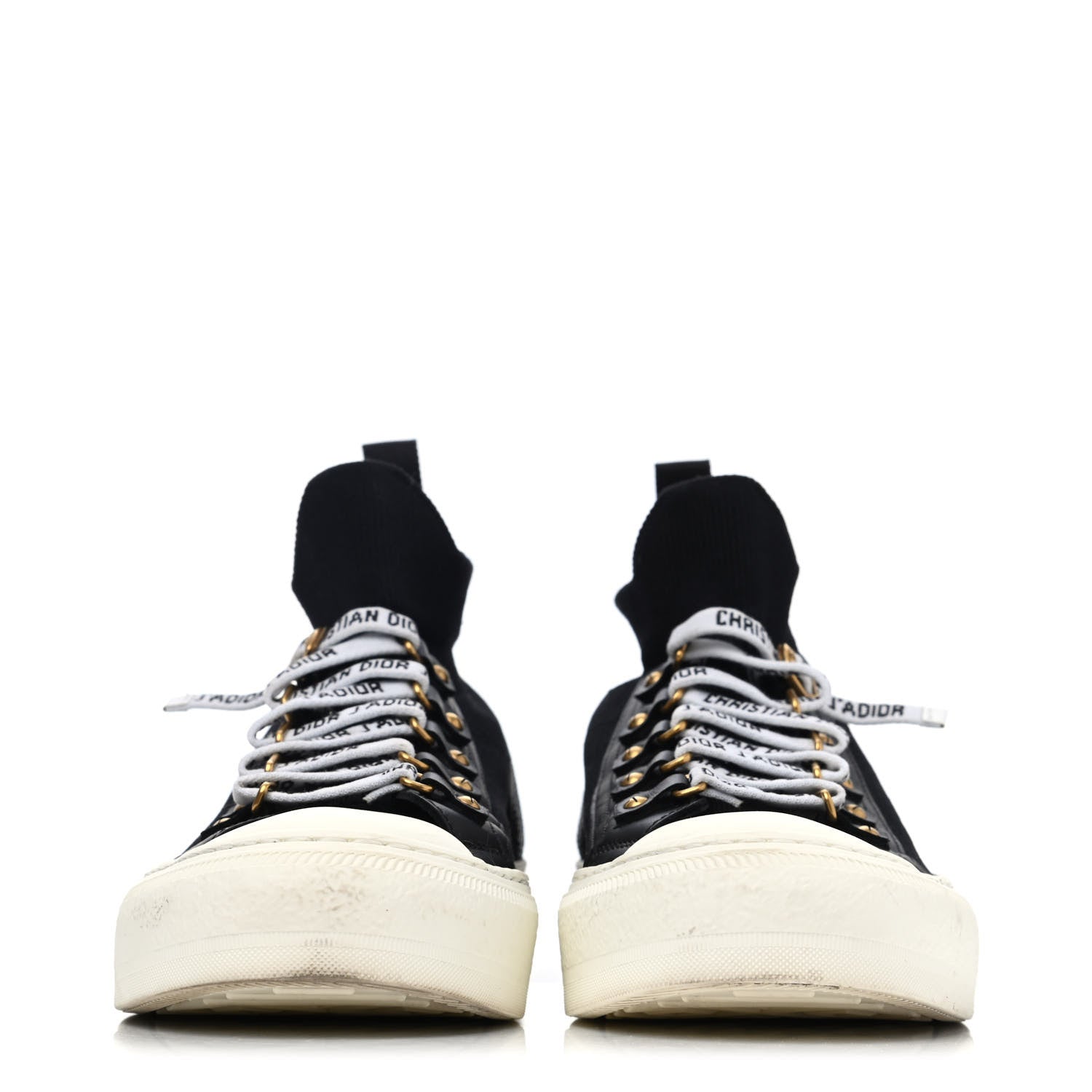 Christian Dior Technical Knit Calfskin Womens Walk'N'Dior High Top Sneakers 38.5 Black 2 of 4