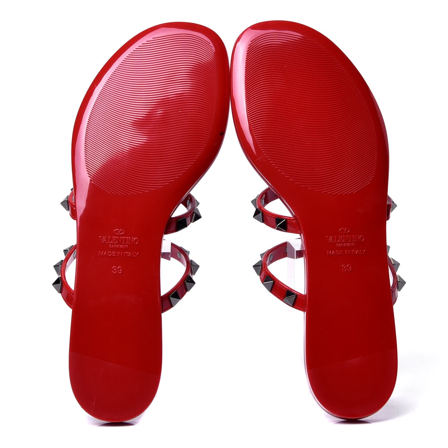 Valentino Garavani PVC Jelly Rockstud Le Rouge Caged Flat Thong Sandals 38 Lipstick 5 of 6