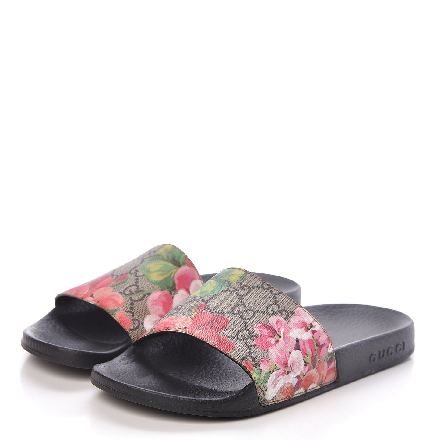 GG Supreme Monogram Blooms Slide Sandals 36 Beige Multicolor