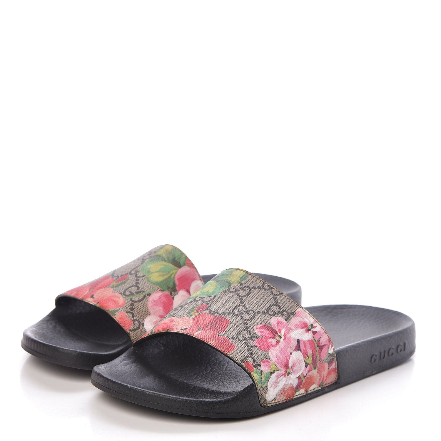 Gucci GG Supreme Monogram Blooms Slide Sandals 36 Beige Multicolor 3 of 10
