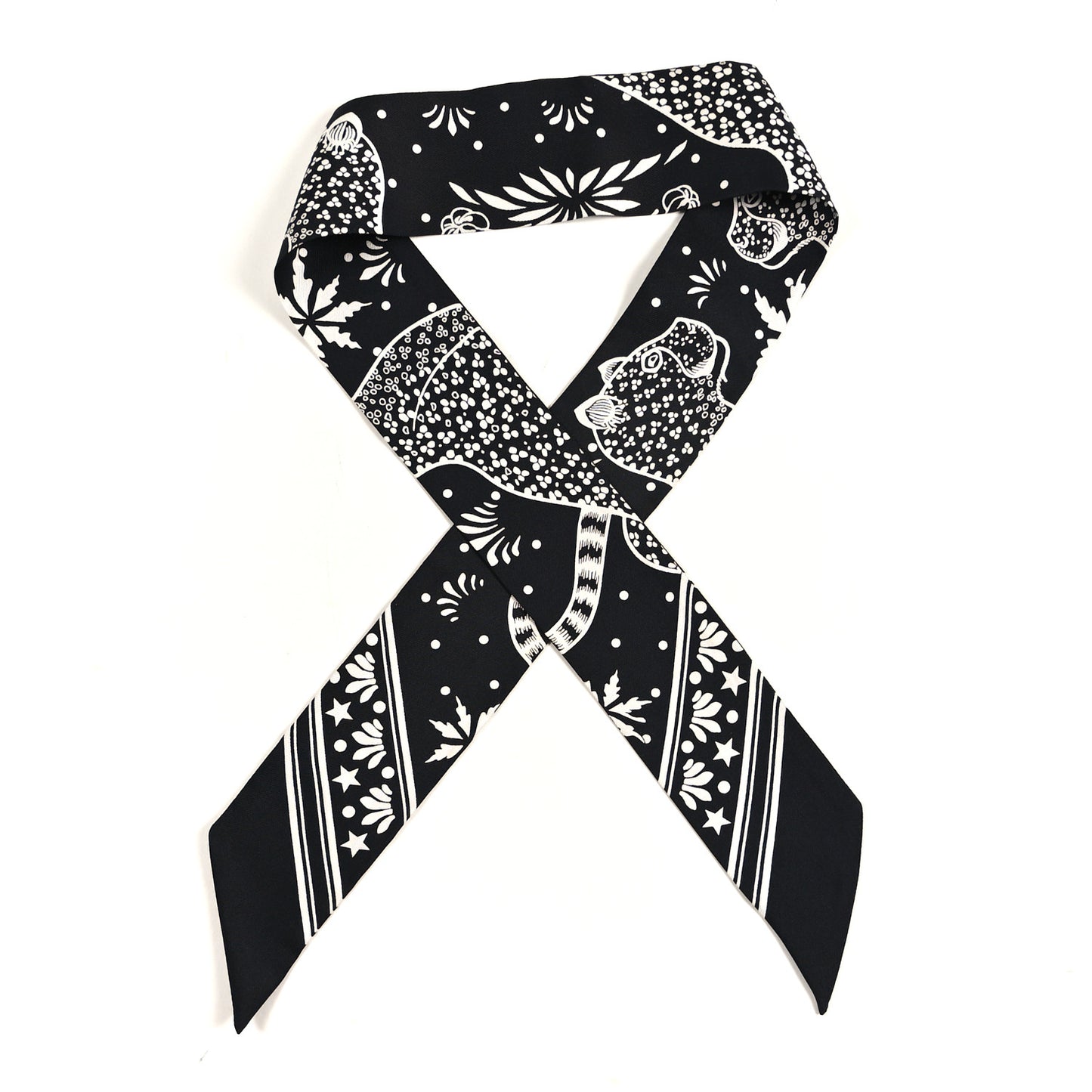 Silk Les Leopards Twilly Black White