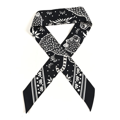 Hermes Silk Les Leopards Twilly Black White 1 of 5