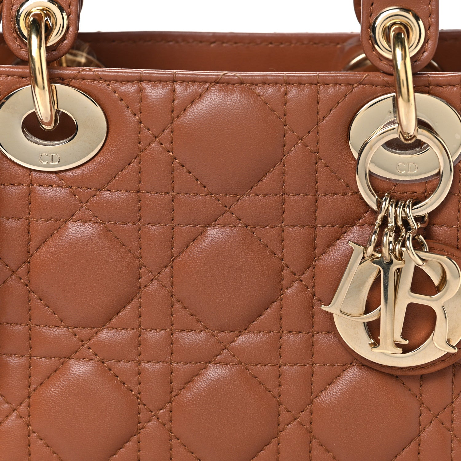 Christian Dior Lambskin Cannage Mini Lady Dior Tan 8 of 11