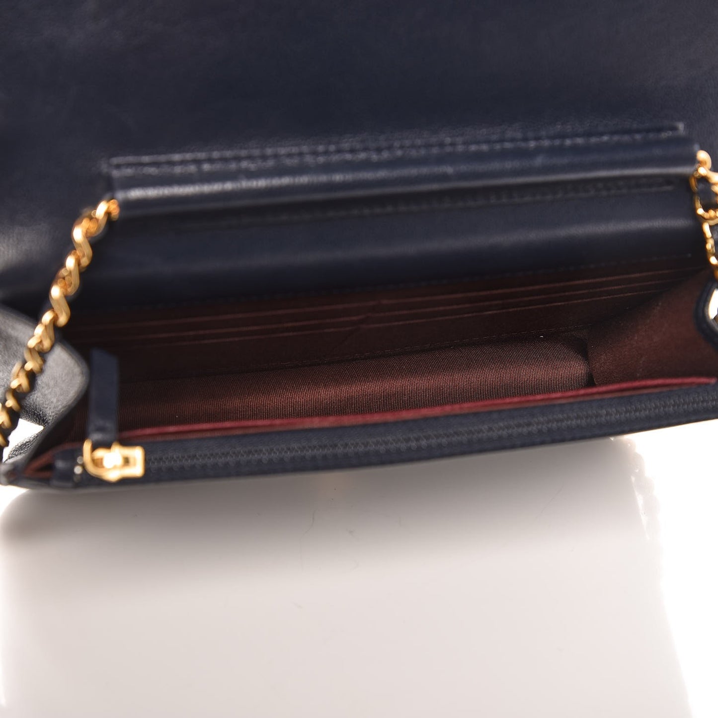Sheepskin Quilted Mademoiselle Vintage Wallet On Chain WOC Navy