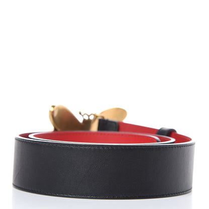 Gucci Calfskin Queen Margaret Bee Belt 80 32 Red 3 of 8
