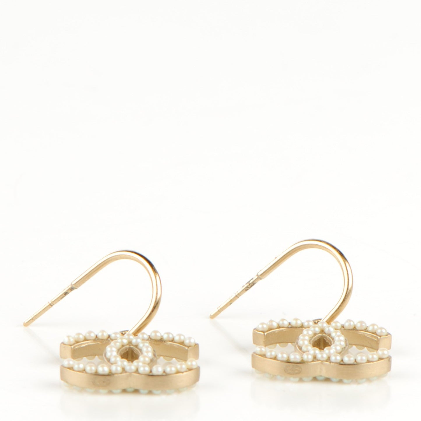 Pearl CC Dangle Earrings Gold