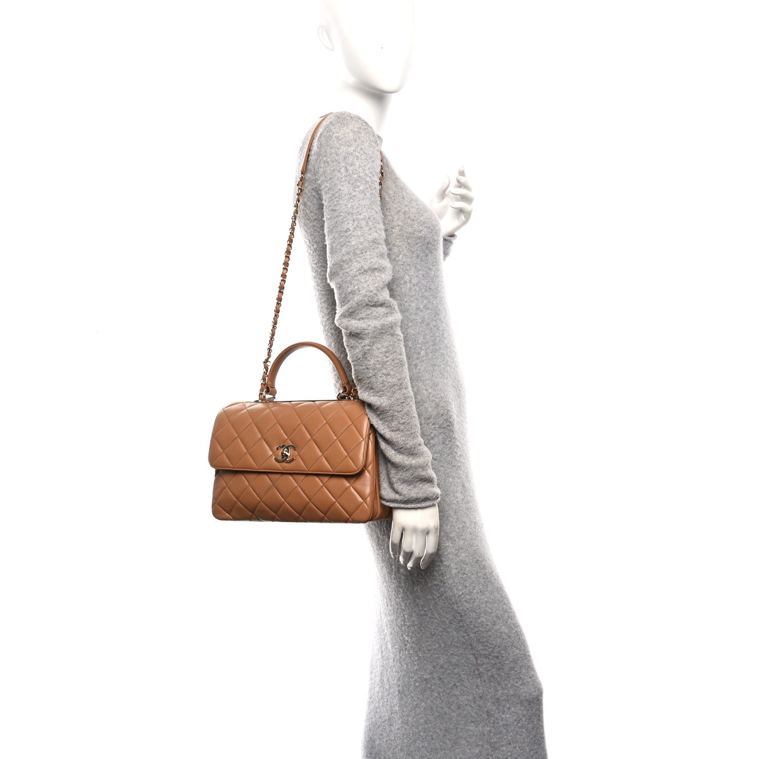Chanel Lambskin Quilted Medium Trendy CC Flap Dual Handle Bag Camel 2 of 12
