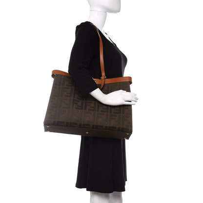 Fendi Canvas Vitello King FF Embroidered Medium Peekaboo X-Tote Amazzonia Cuoio 2 of 12