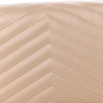Saint Laurent Grain De Poudre Matelasse Chevron Monogram Chain Wallet Nude Powder 14 of 16