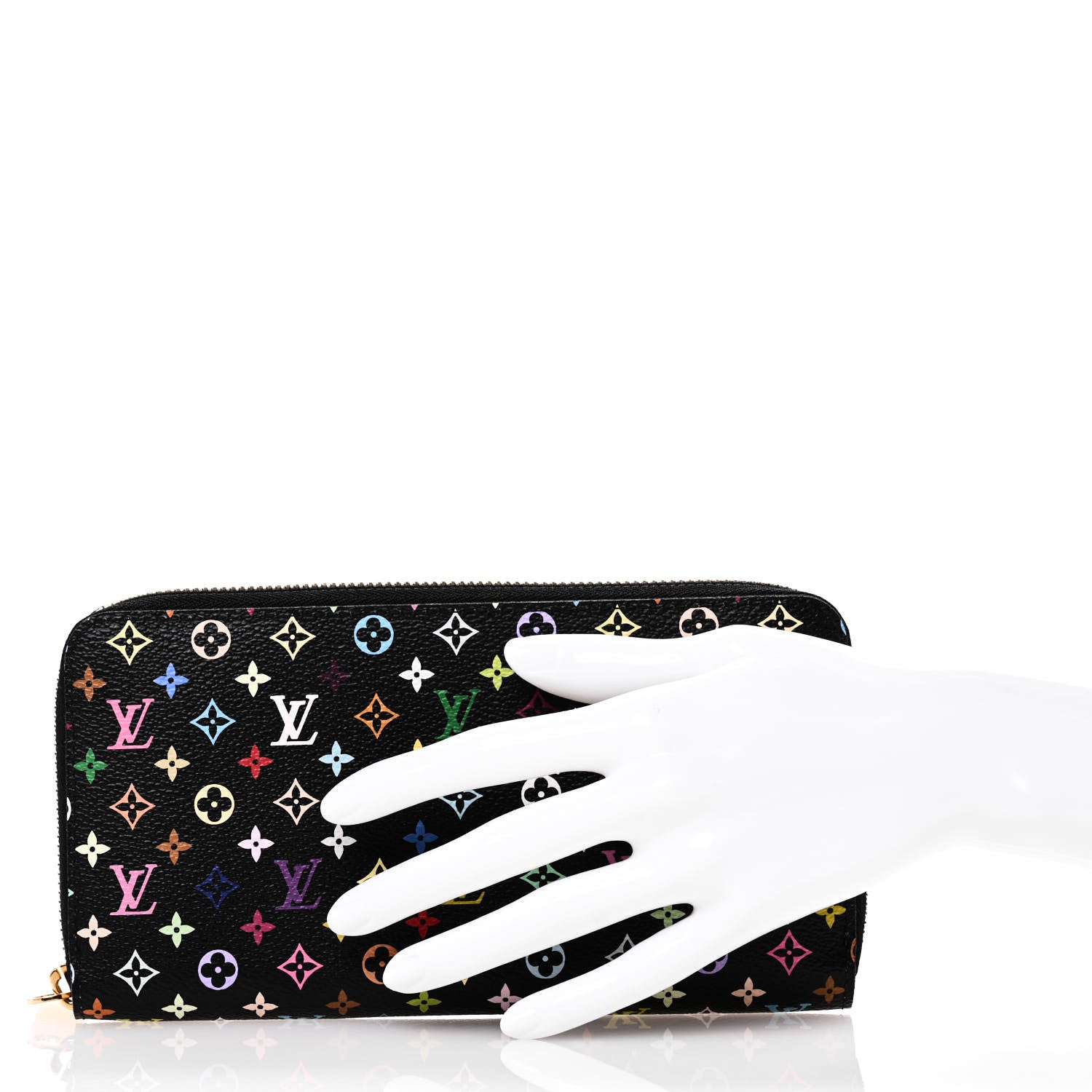 Louis Vuitton Monogram Multicolor Zippy Wallet Black Violet 2 of 9