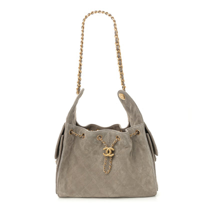 Chanel Suede Quilted Small Chanel 25 Handbag Dark Grey 1 of 10