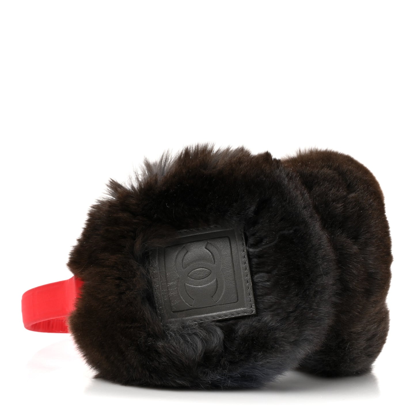 Rabbit Fur CC Ear Muffs Dark Brown Red