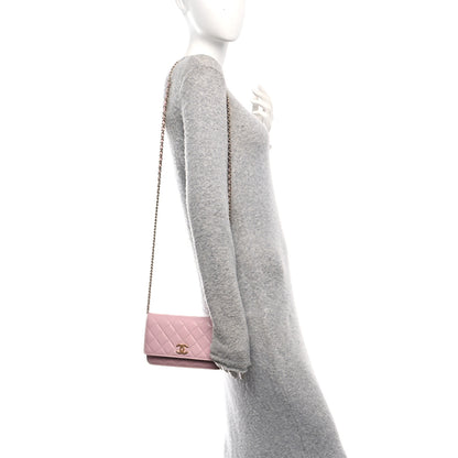 Chanel Caviar Quilted Studded CC Wallet on Chain WOC Light Pink 2 of 11