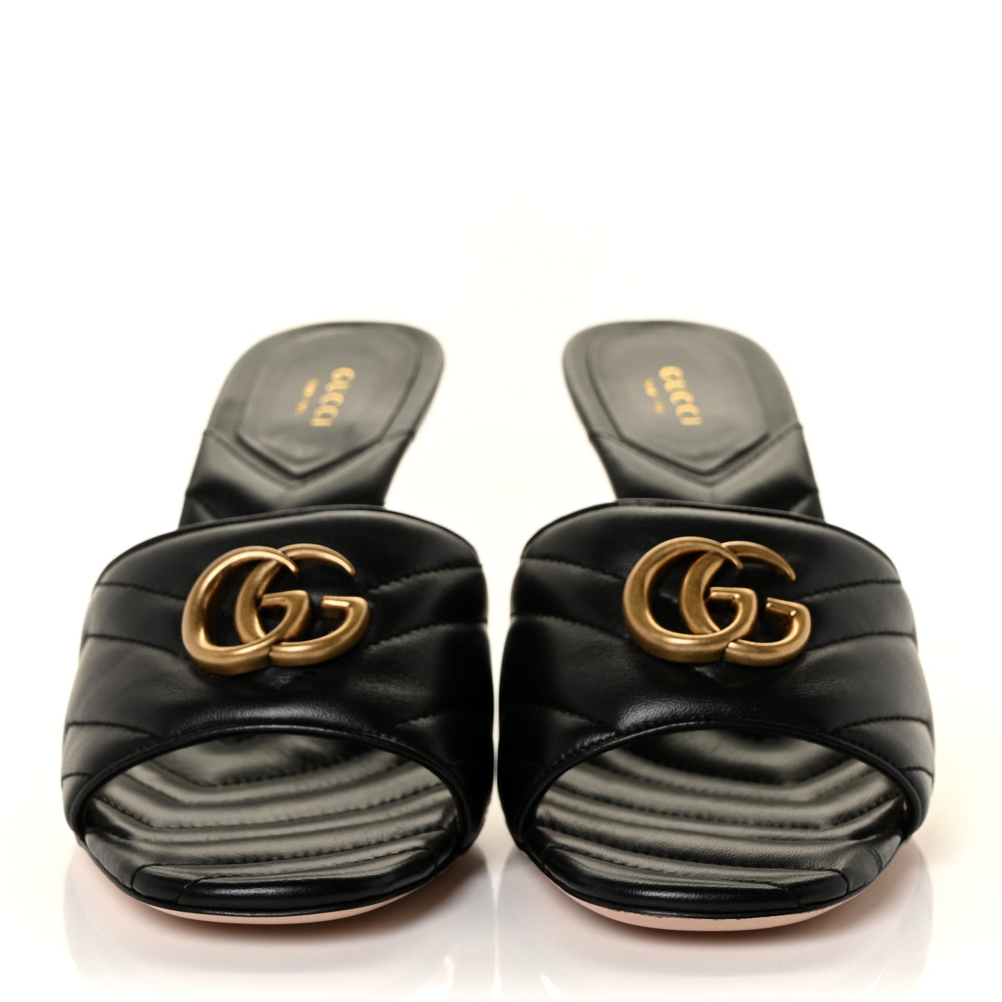 Nappa Matelasse GG Marmont 75mm Slide Sandals 41 Black