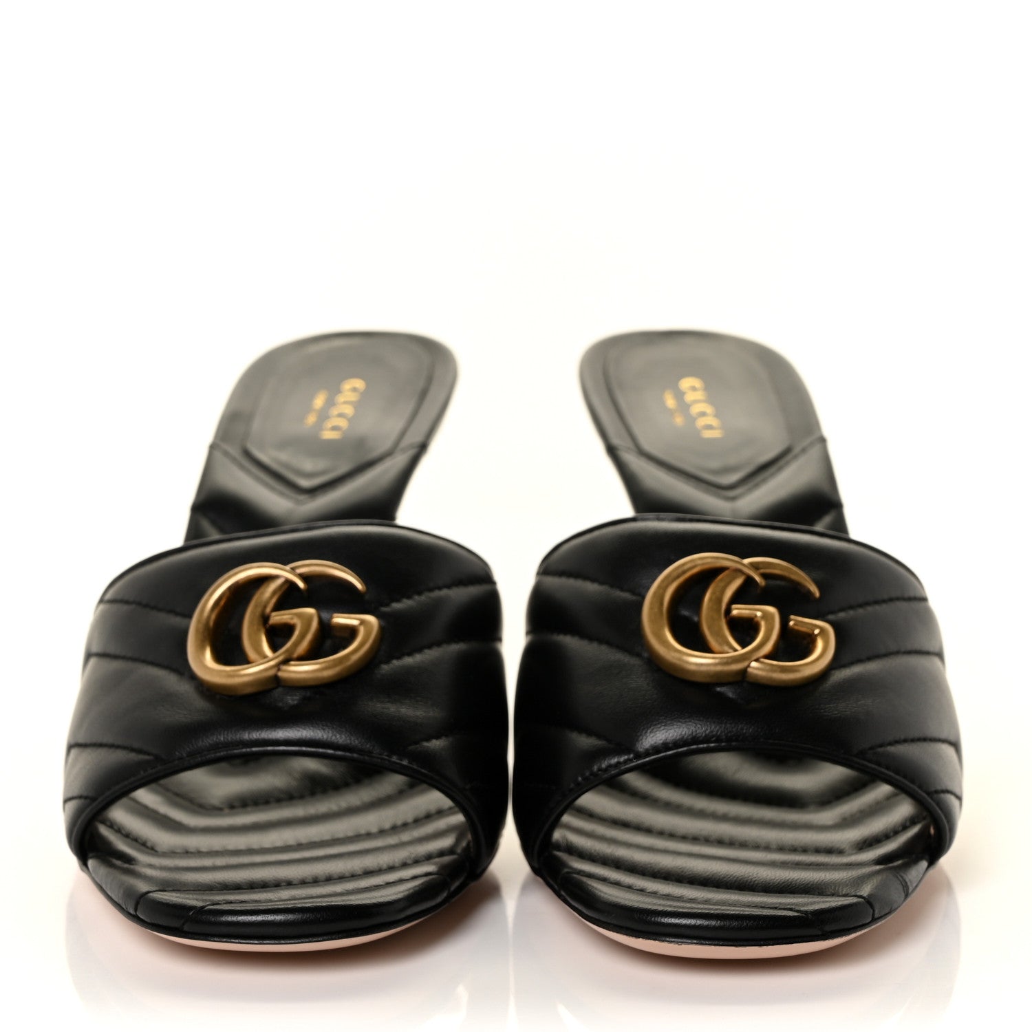 Gucci Nappa Matelasse GG Marmont 75mm Slide Sandals 41 Black 2 of 9