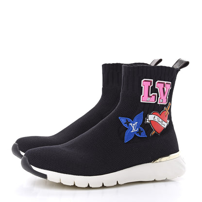 Louis Vuitton Stretch Fabric LV Black Heart Sock Sneaker 40 Black 3 of 8