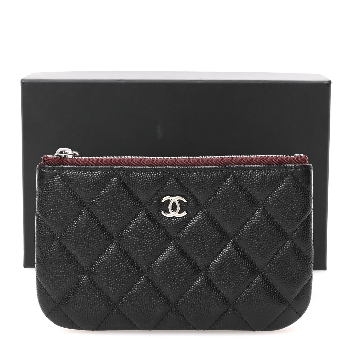 Caviar Quilted Small Cosmetic Case Black