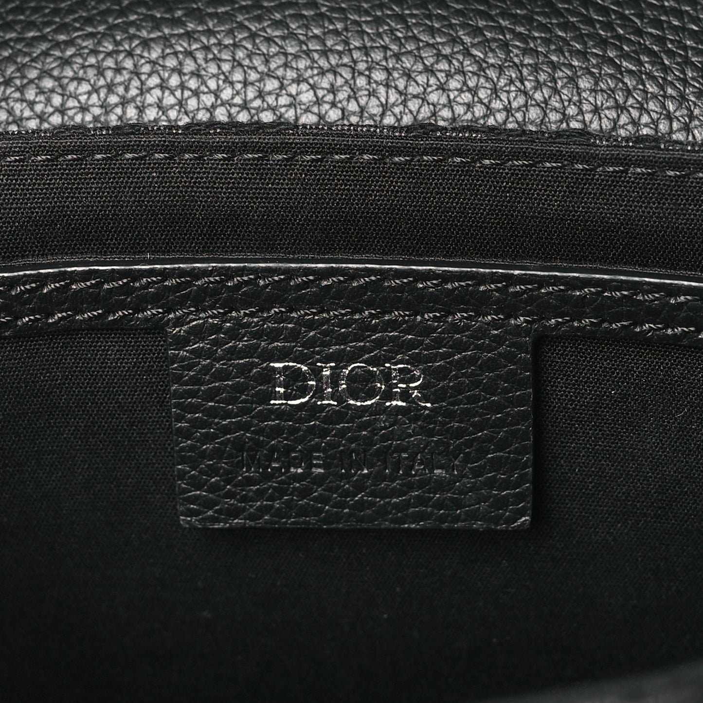 Oblique Jacquard Grained Calfskin Saddle Pouch With Strap Black