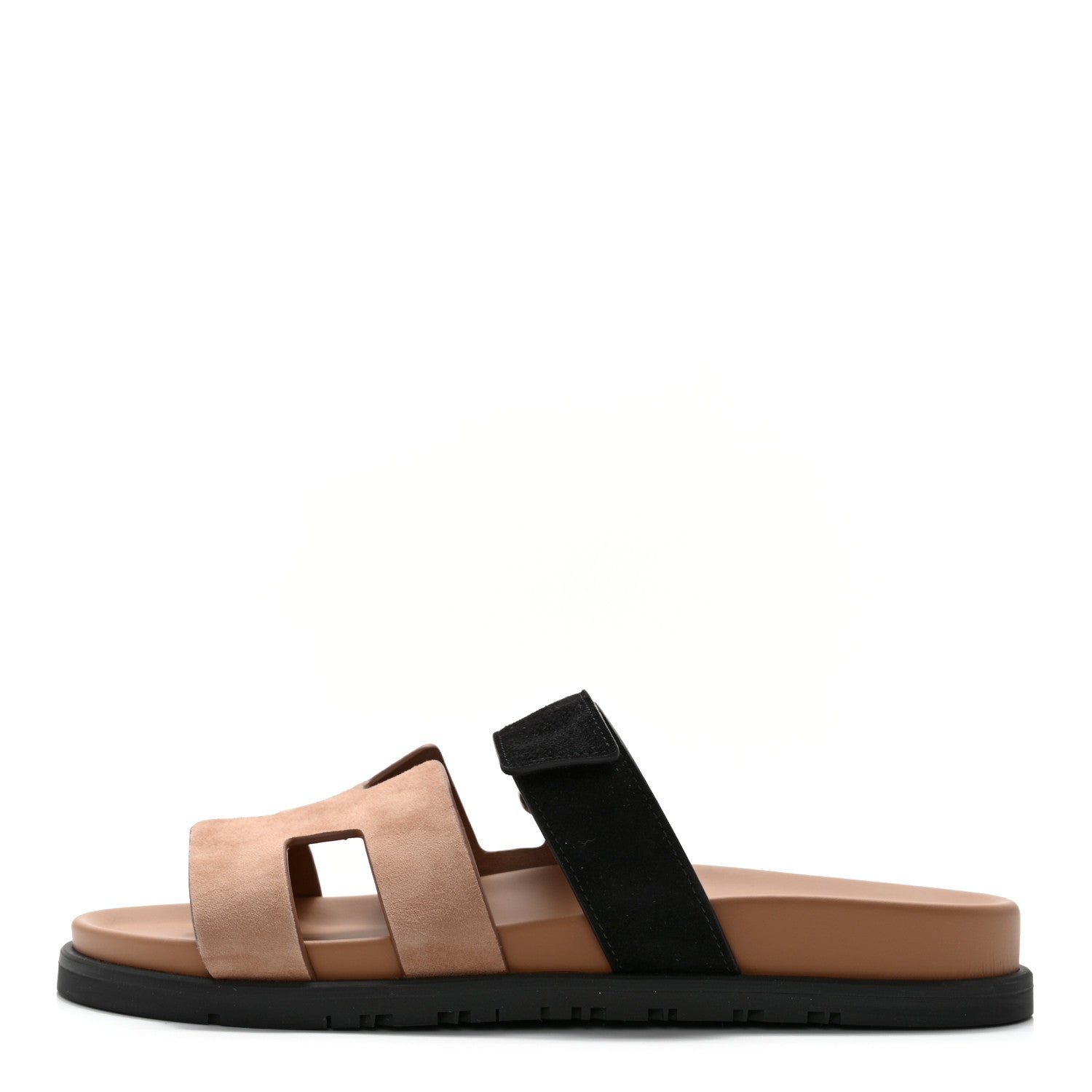 Hermes Suede Goatskin Womens Chypre Sandals 39 Rose Perle Black 2 of 9