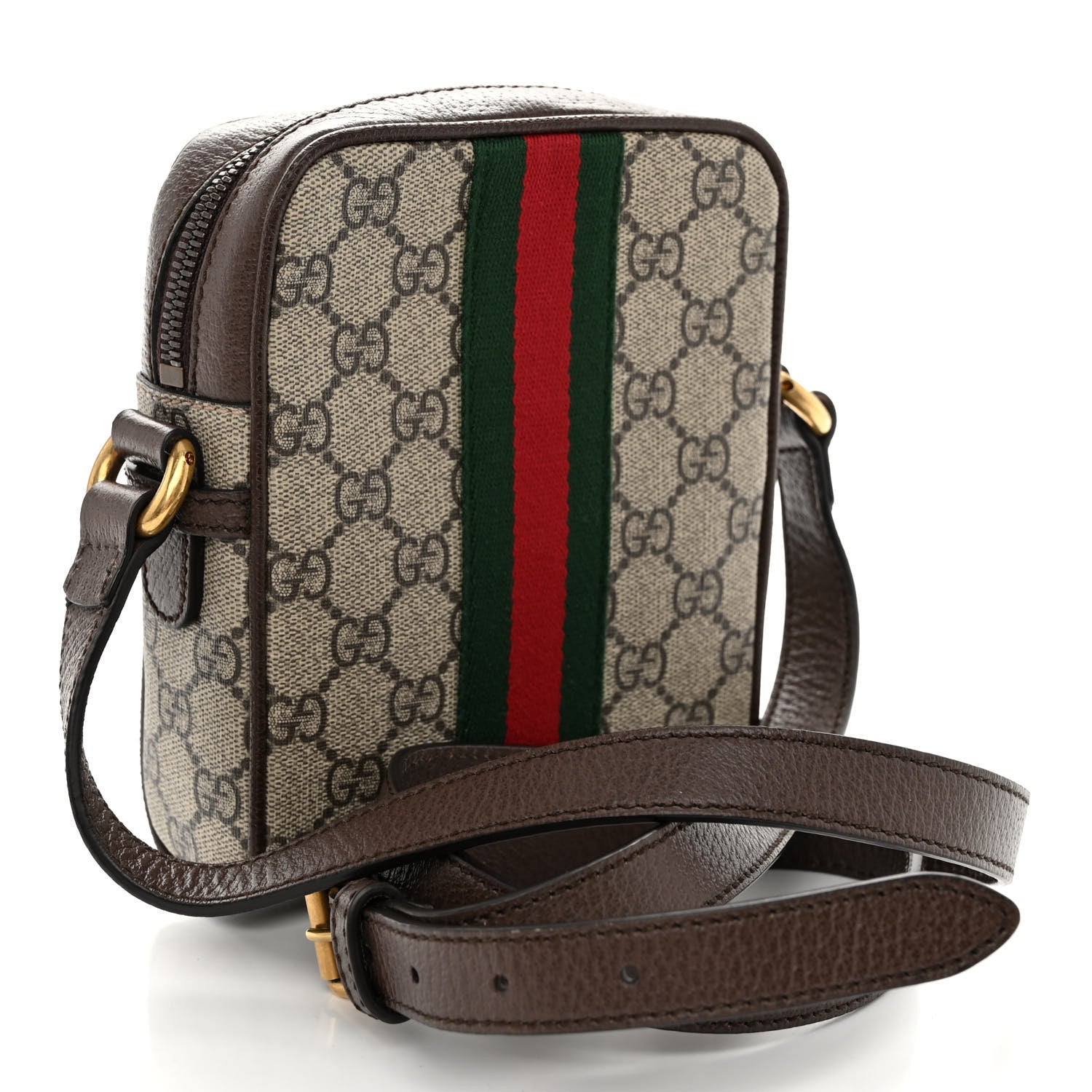 Gucci GG Supreme Monogram Web Mini Ophidia Messenger Brown 3 of 9