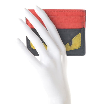 Fendi Vitello Elite Monster Eyes Card Holder Black Yellow Red 2 of 14