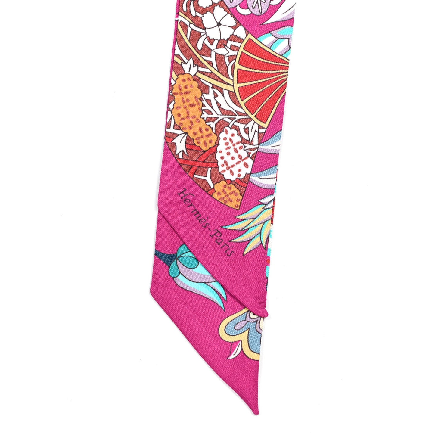 Silk Fleurs et Papillons de Tissus Twilly Fuchsia Turquoise Beige