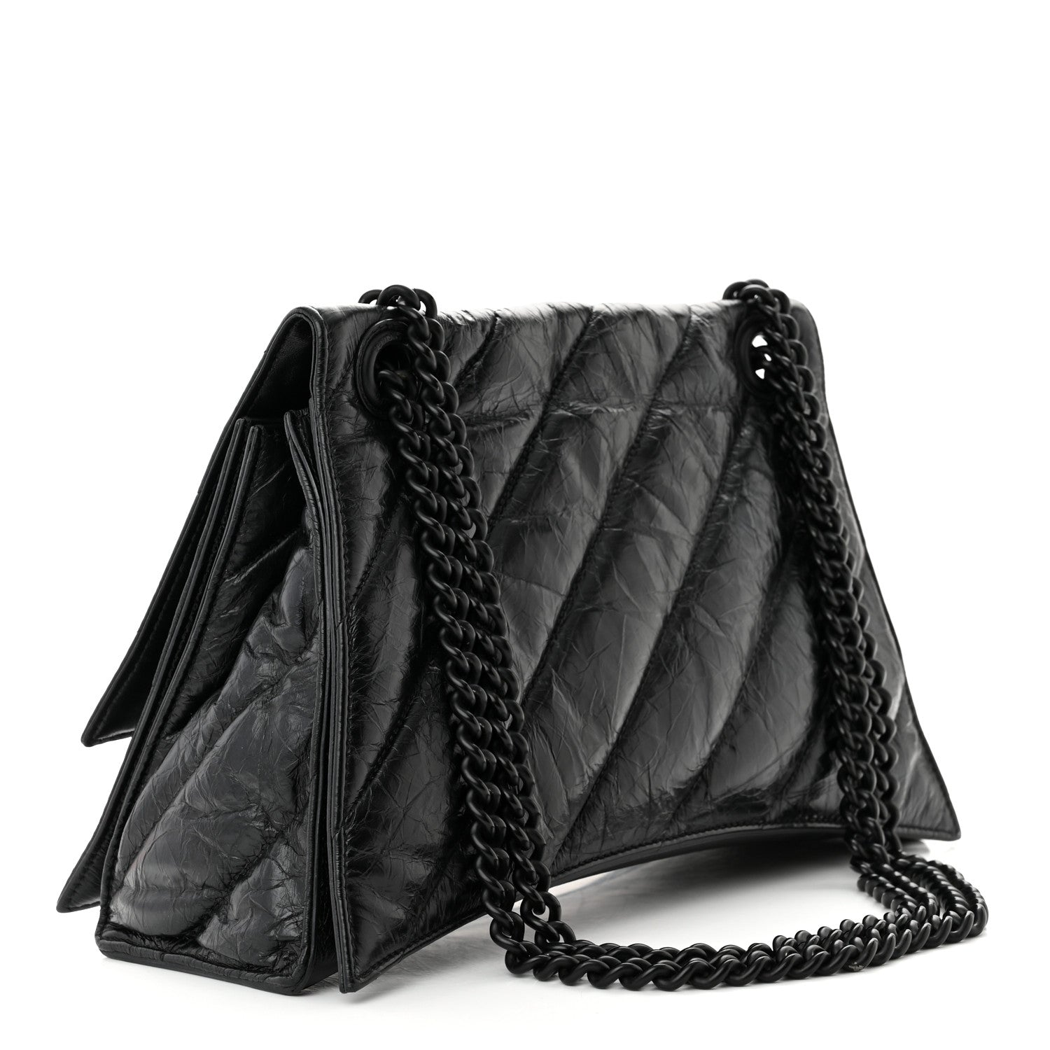 Balenciaga Crushed Calfskin Quilted Matte Black Hardware Medium Crush Chain Bag Black 3 of 10