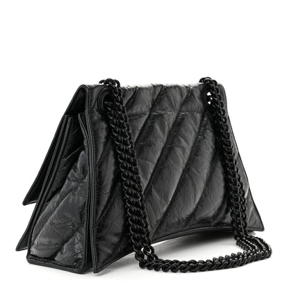 Balenciaga Crushed Calfskin Quilted Matte Black Hardware Medium Crush Chain Bag Black 3 of 10