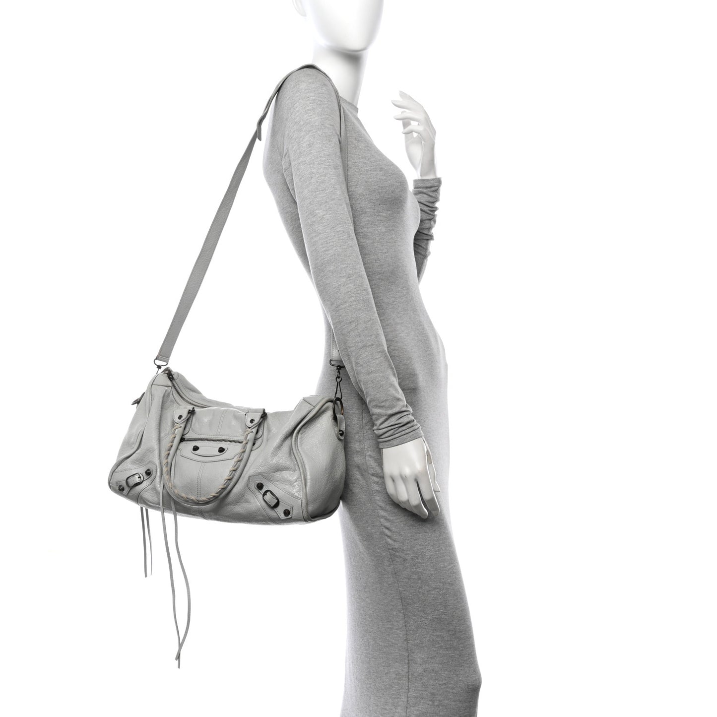 Agneau Classic Hardware Maxi Twiggy Gris Glace