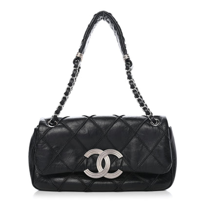 Chanel Lambskin Diamond Stitched CC Flap Shoulder Bag Black 3 of 26
