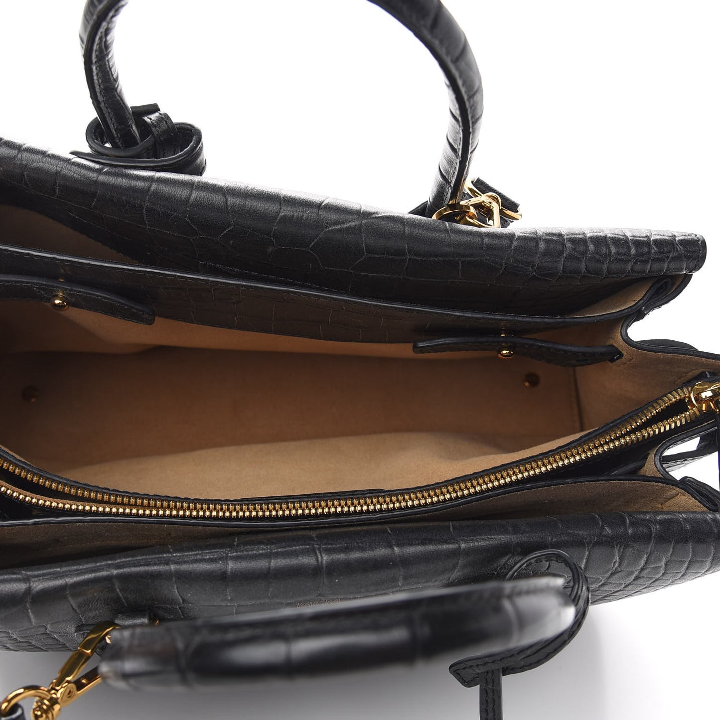 Calfskin Crocodile Embossed Medium Milla Tote Black