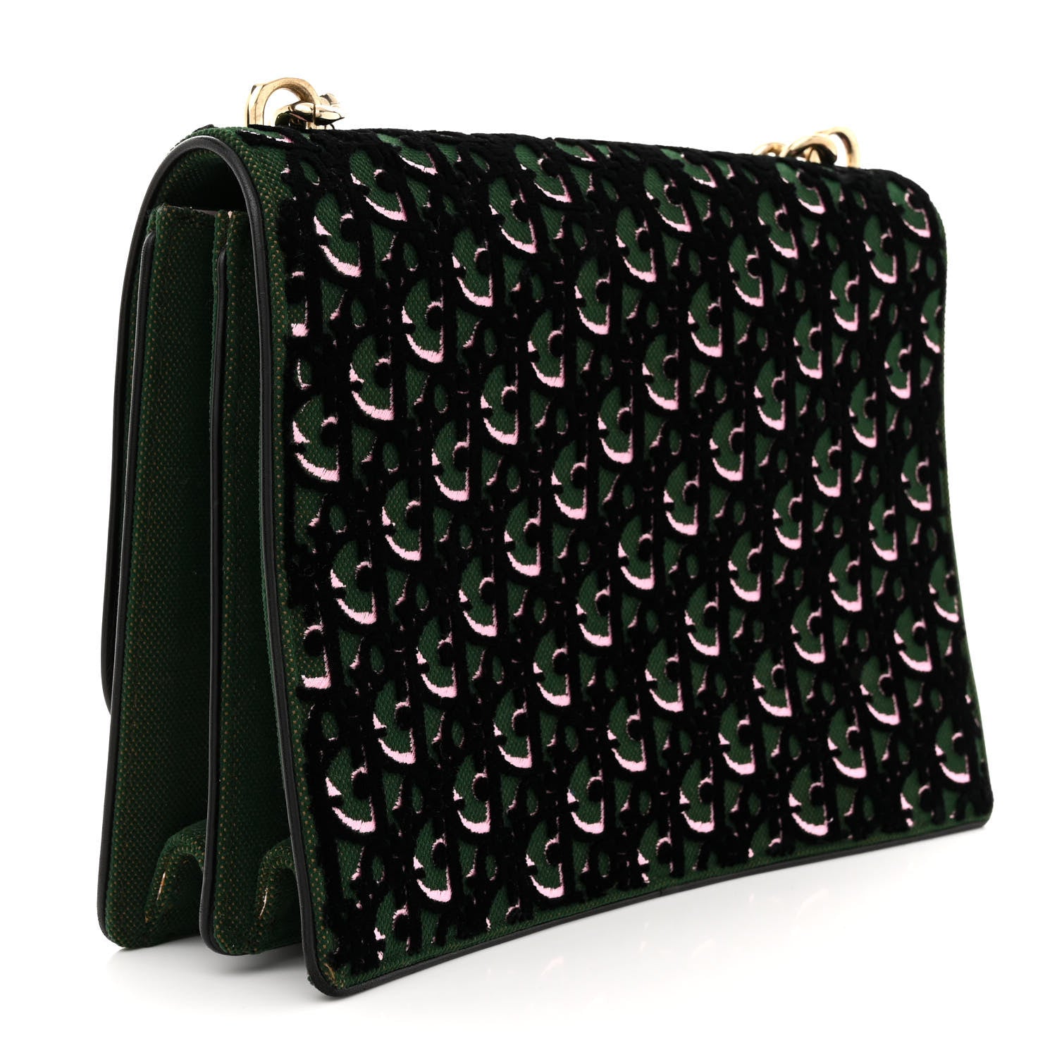 Christian Dior Velvet Monogram Diorama Satchel Green 3 of 16