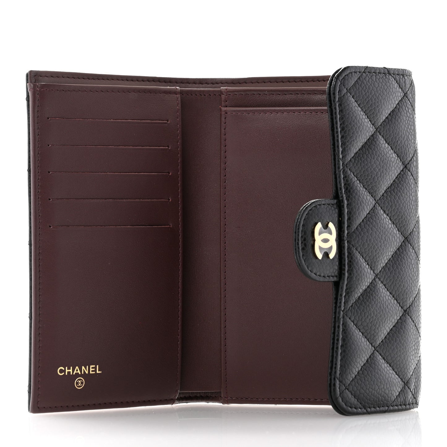 Caviar Quilted Medium Flap Wallet Black