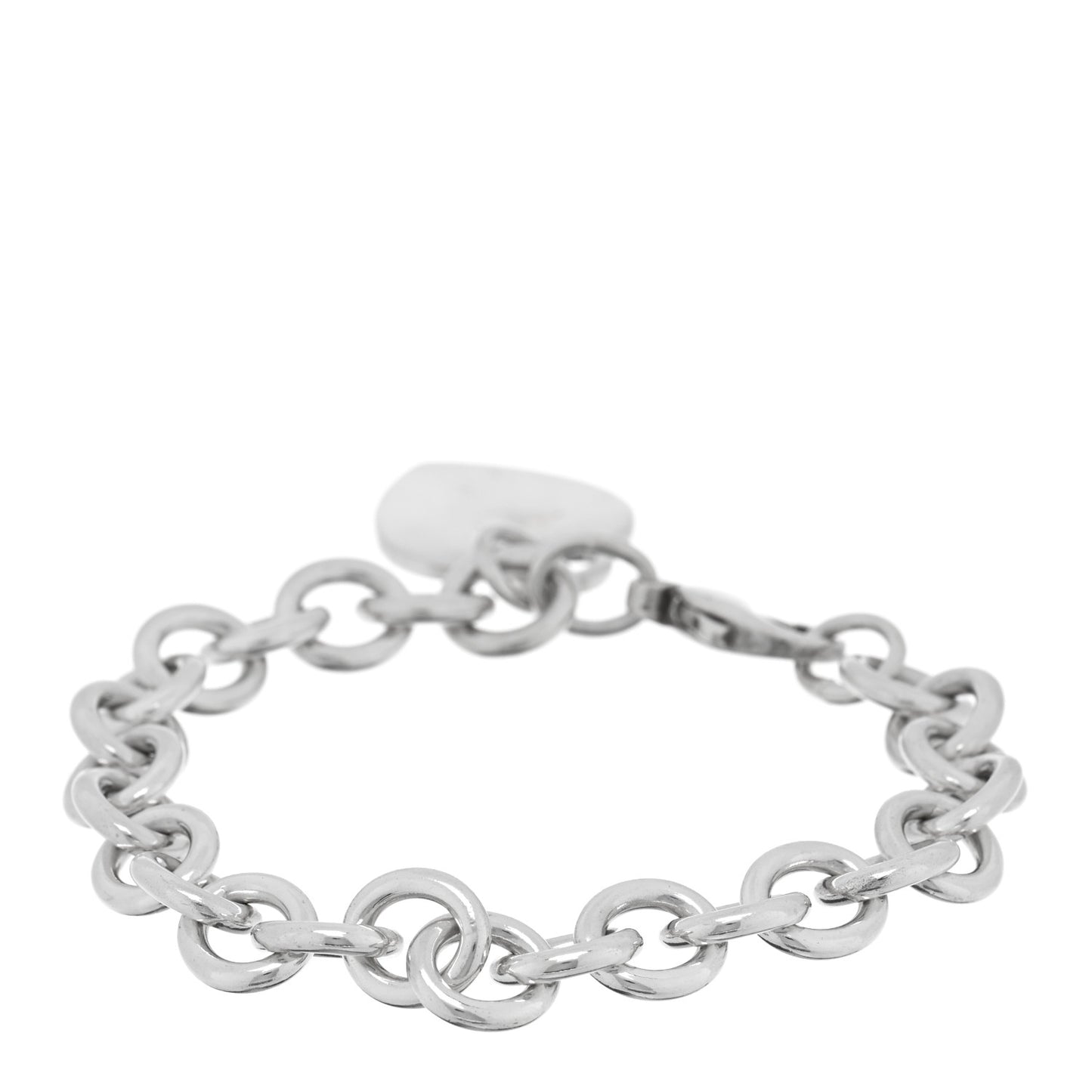 Sterling Silver Heart Tag Charm Bracelet