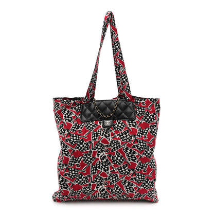 Chanel Caviar Fabric Quilted Foldable Tote With Chain Black Multicolor 3 of 15