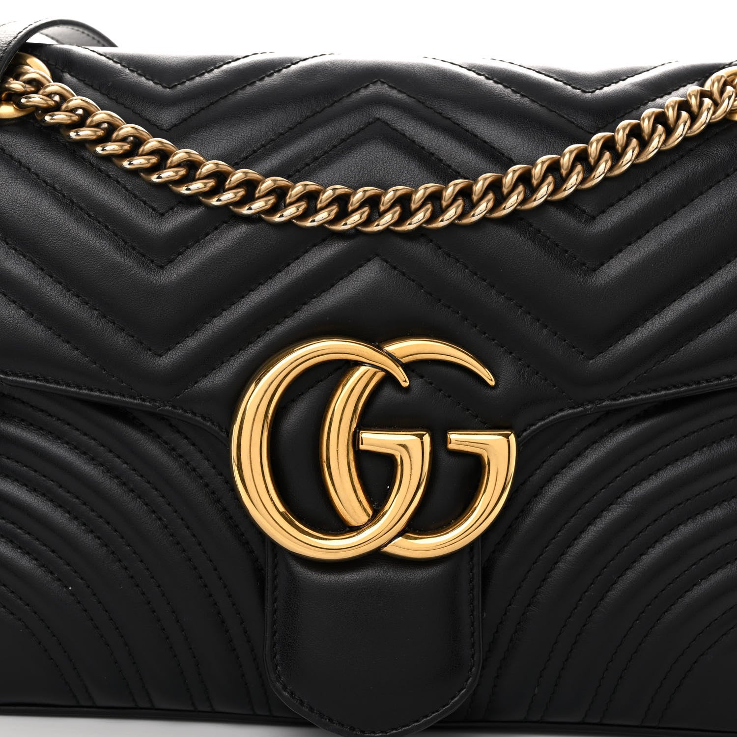 Gucci Calfskin Matelasse Medium GG Marmont Shoulder Bag Black 7 of 11