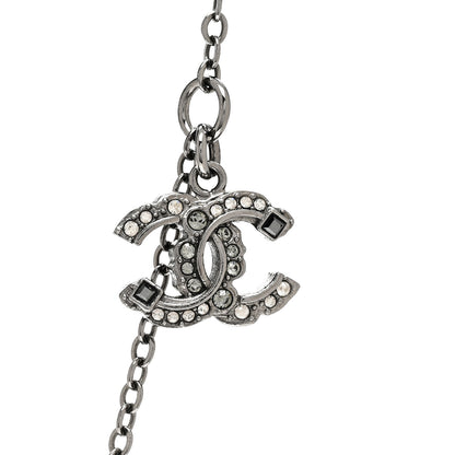 Chanel Crystal Double CC Necklace Black Dark Silver 4 of 6