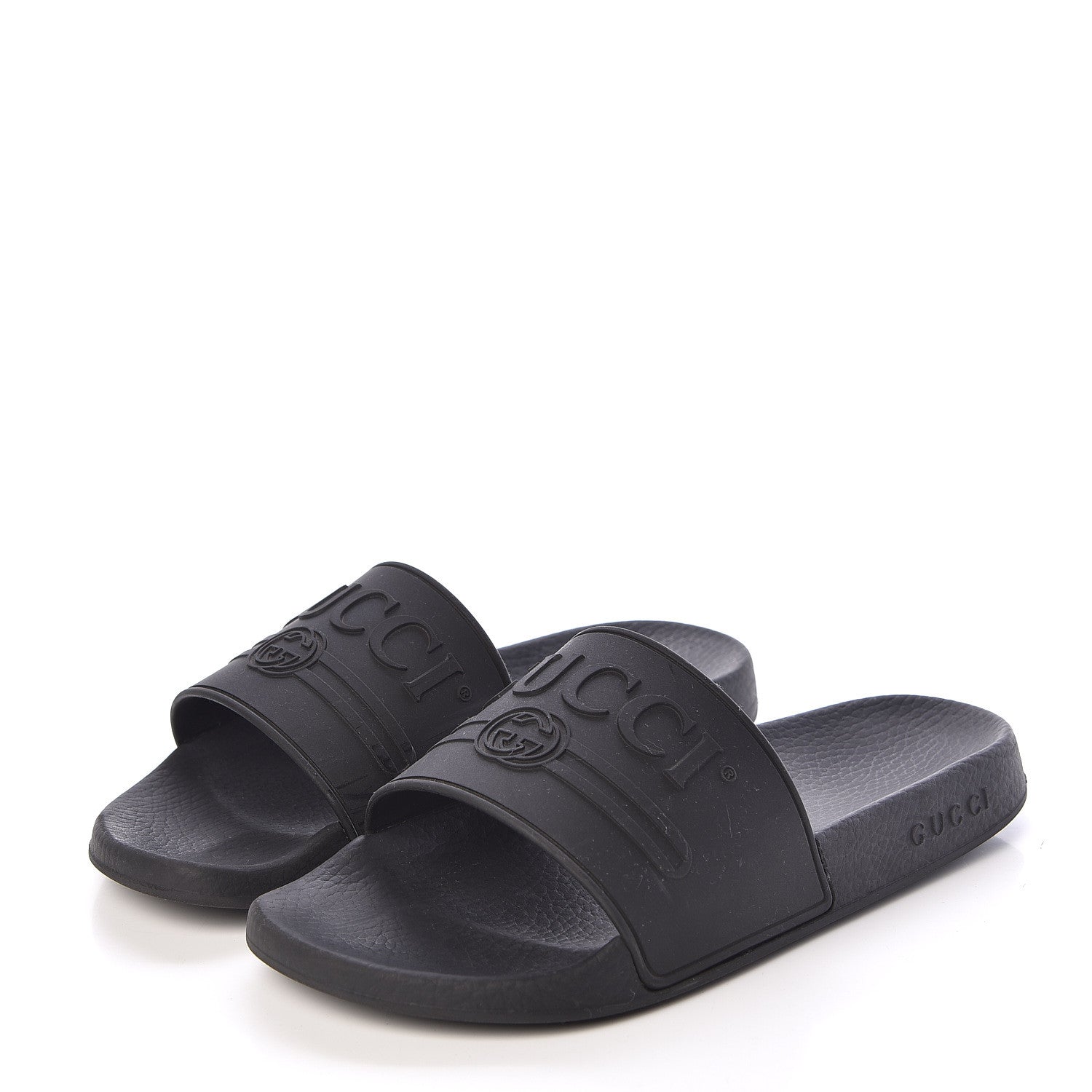 Gucci Rubber Logo Stamped Mens Slide Sandals 7 Black 3 of 9