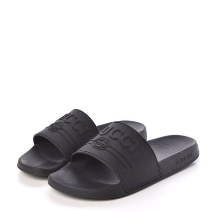 Gucci Rubber Logo Stamped Mens Slide Sandals 7 Black 3 of 9