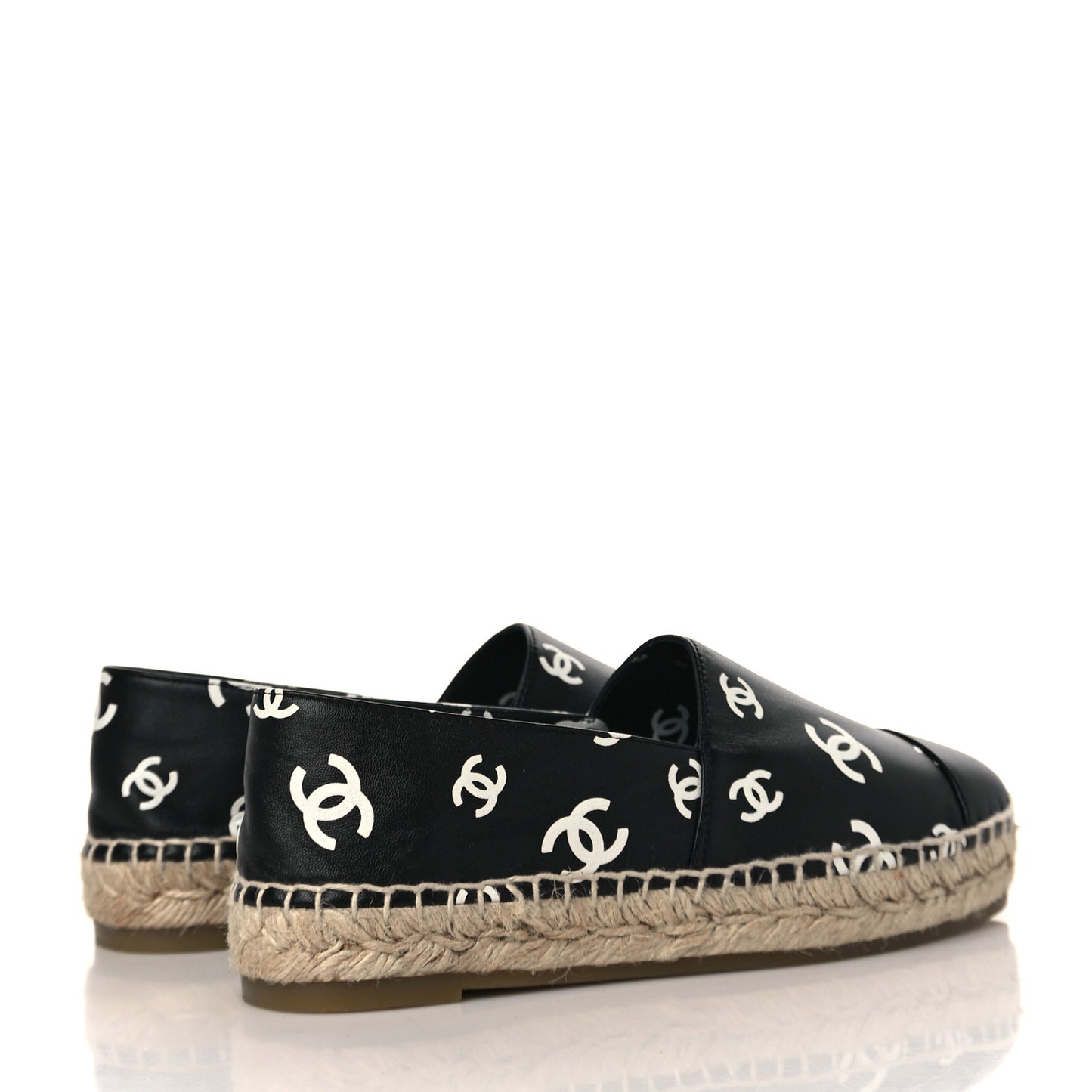 Lambskin Printed CC Espadrilles 35 Black White